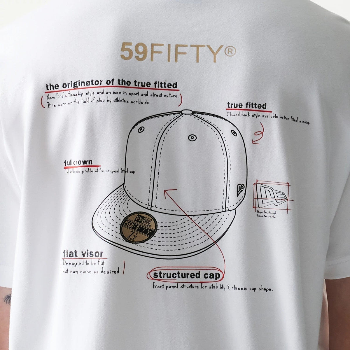 59FIFTY Fitted Cap Description Graphic White T-Shirt-Benirox