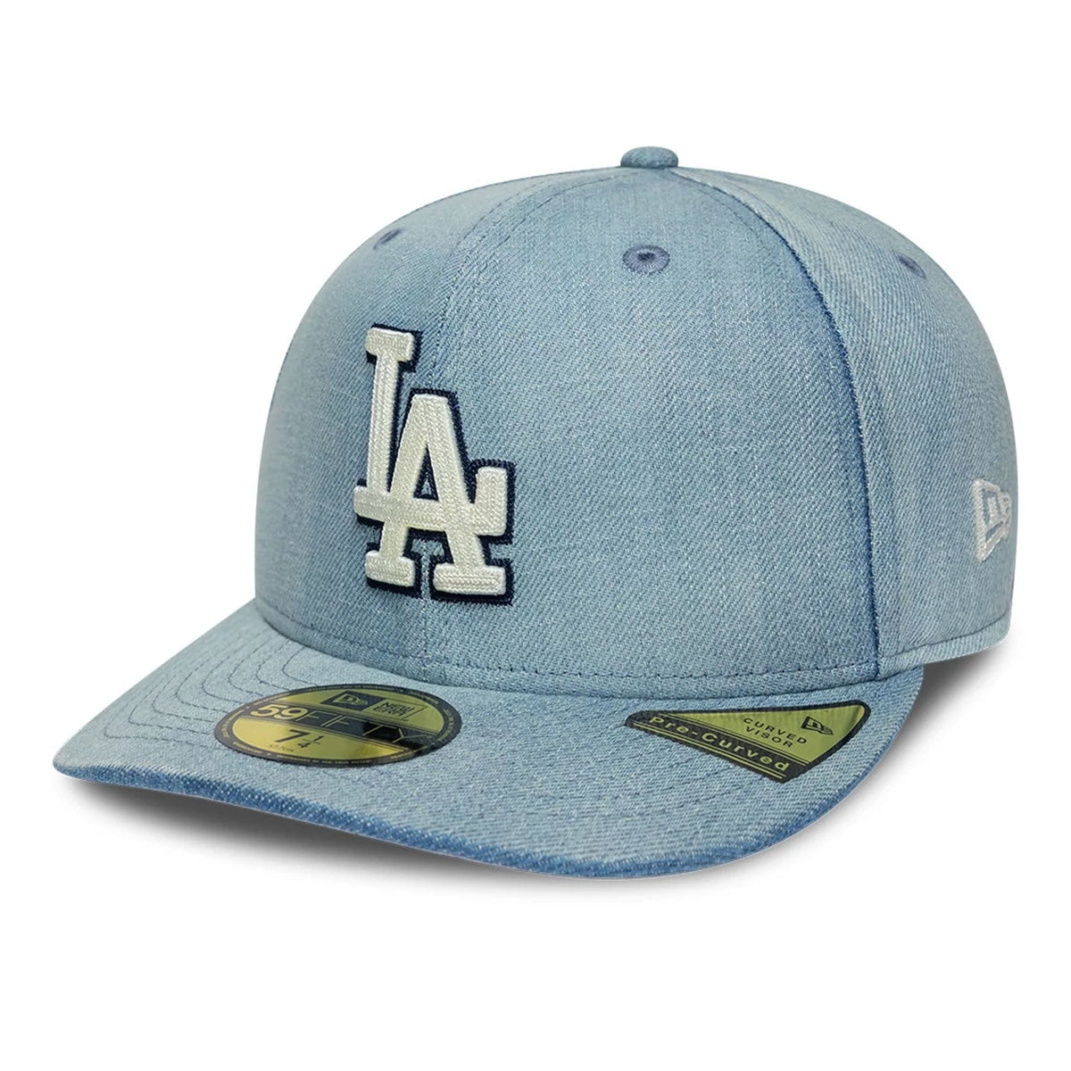 LA Dodgers MLB Chain Stitch Washed Denim Navy 59FIFTY Fitted Cap-Benirox