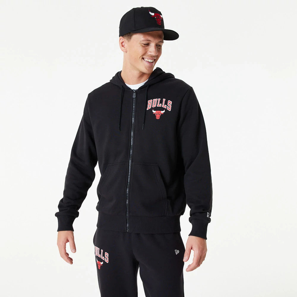 Chicago Bulls NBA Essential Black Full Zip Hoodie-Benirox