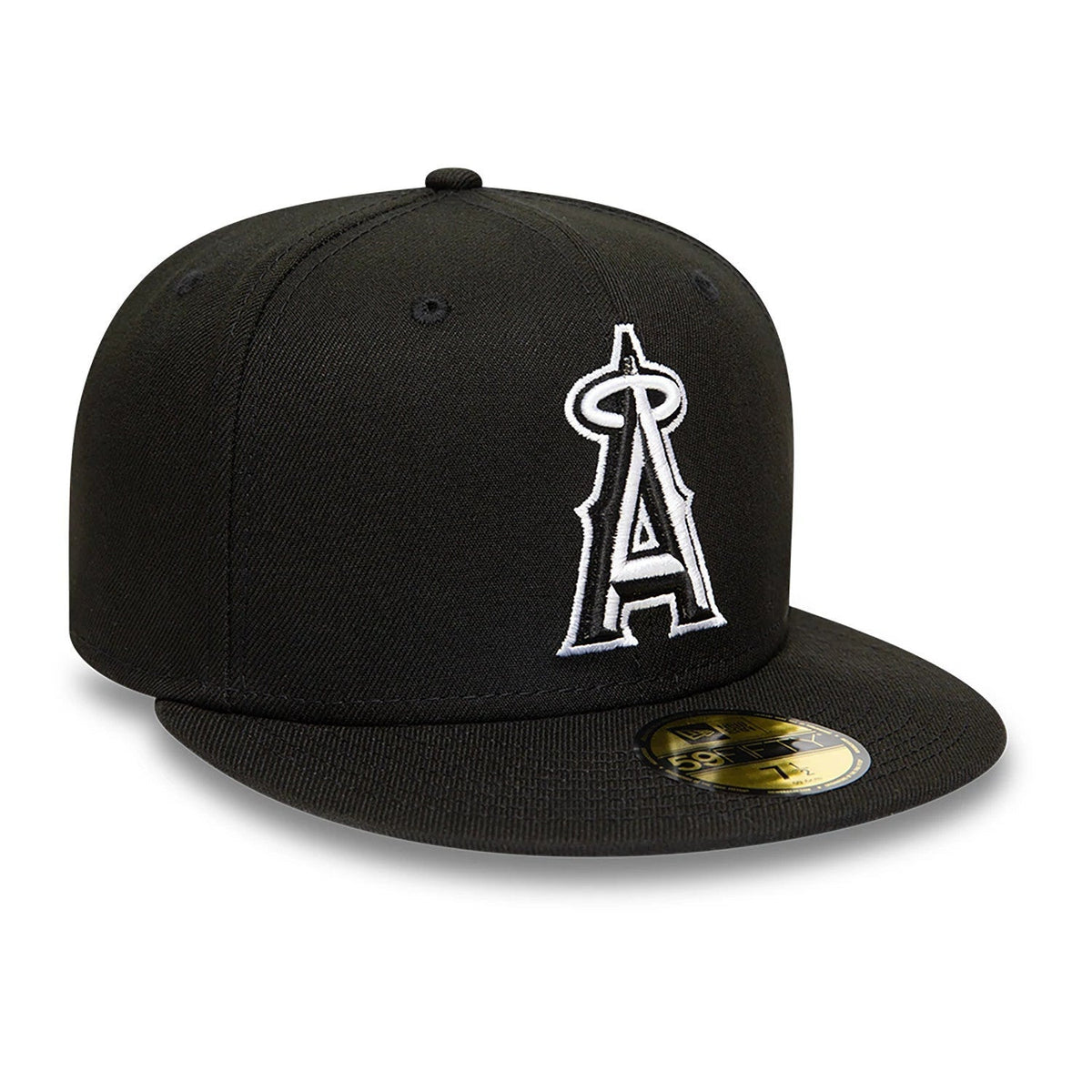 Anaheim Angels MLB Black and White 59FIFTY Fitted Cap-Benirox