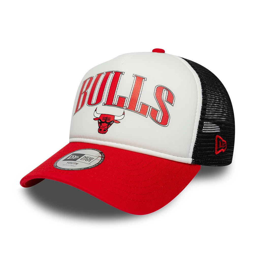 Chicago Bulls Youth NBA Retro Red 9FORTY A-Frame Trucker Cap-Benirox