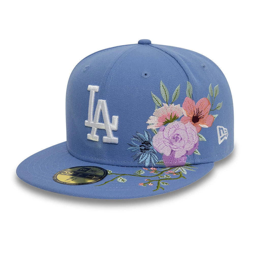 LA Dodgers MLB Floral Blue 59FIFTY Fitted Cap-Benirox