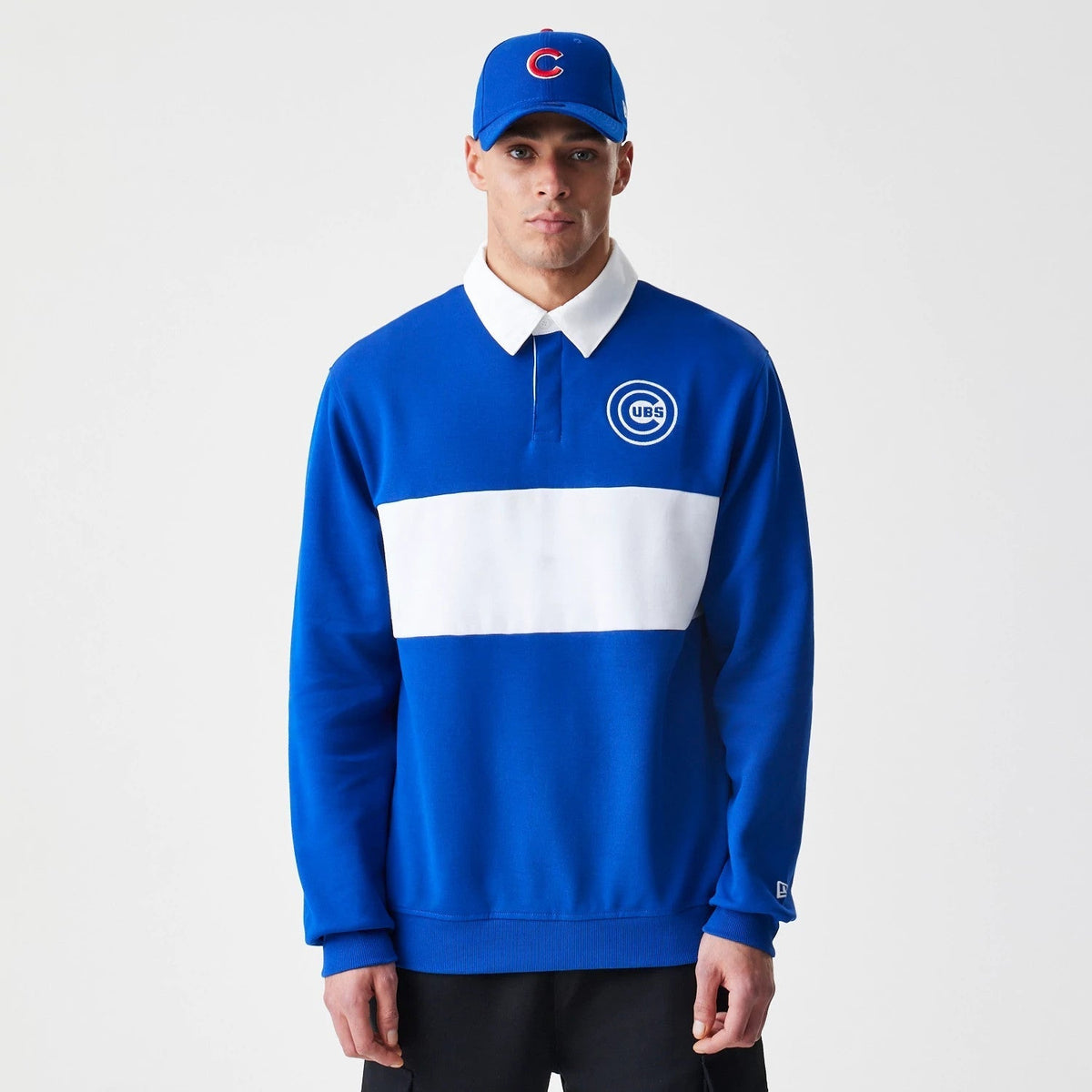 Chicago Cubs Throwback Prep Blue Long Sleeve Rugby Shirt-Benirox