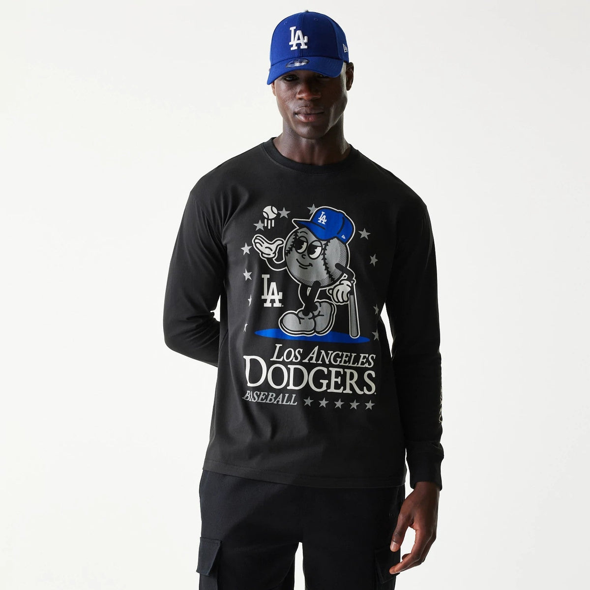LA Dodgers MLB Character Black Long Sleeve T-Shirt-Benirox