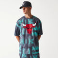 Chicago Bulls NBA All Over Print Green Oversized T-Shirt-Benirox