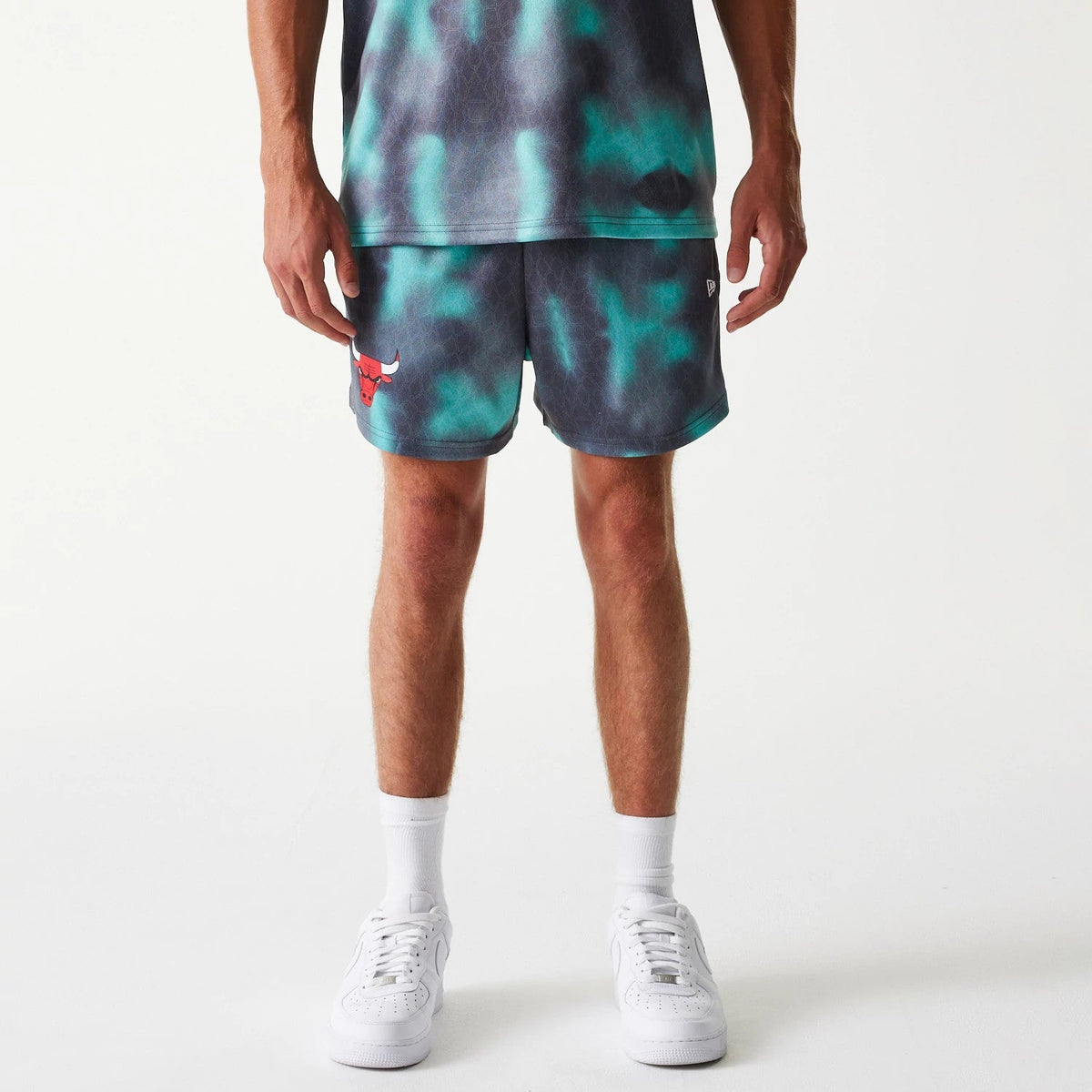 Chicago Bulls NBA All Over Print Green Shorts-Benirox