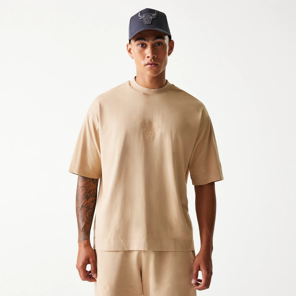 Chicago Bulls NBA Washed Beige Box T-Shirt-Benirox