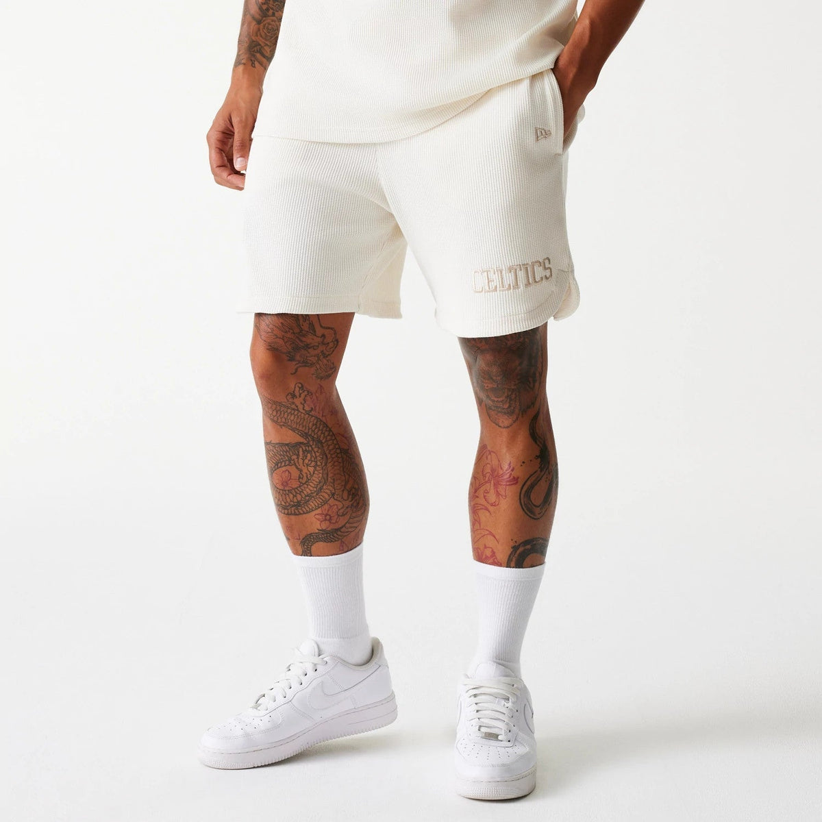 Boston Celtics NBA Waffle Open White Shorts-Benirox