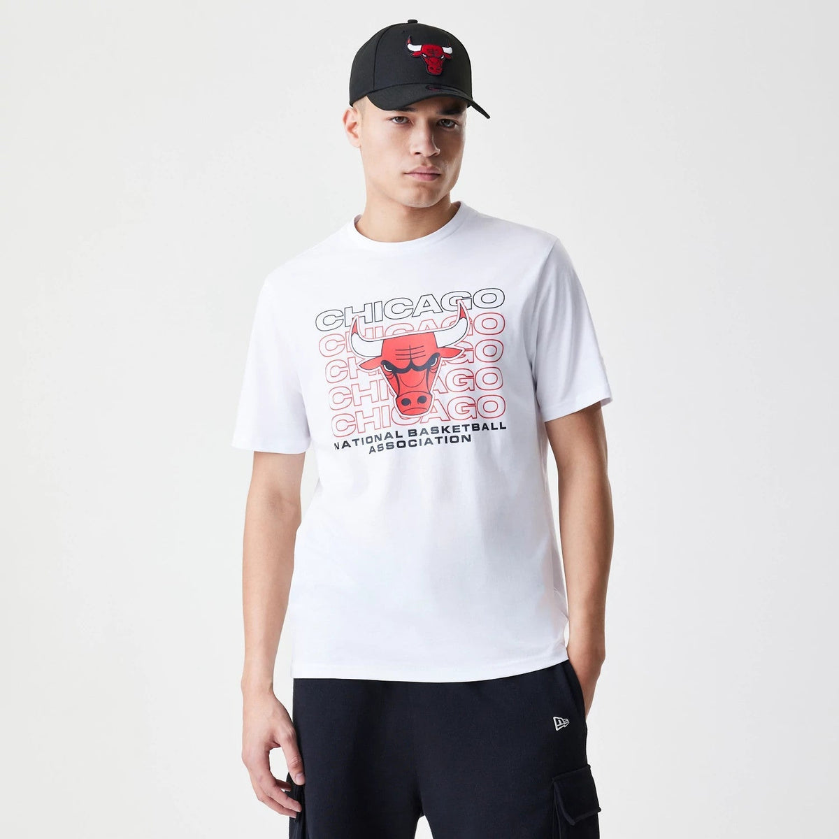 Chicago Bulls NBA Stack Wordmark White T-Shirt-Benirox