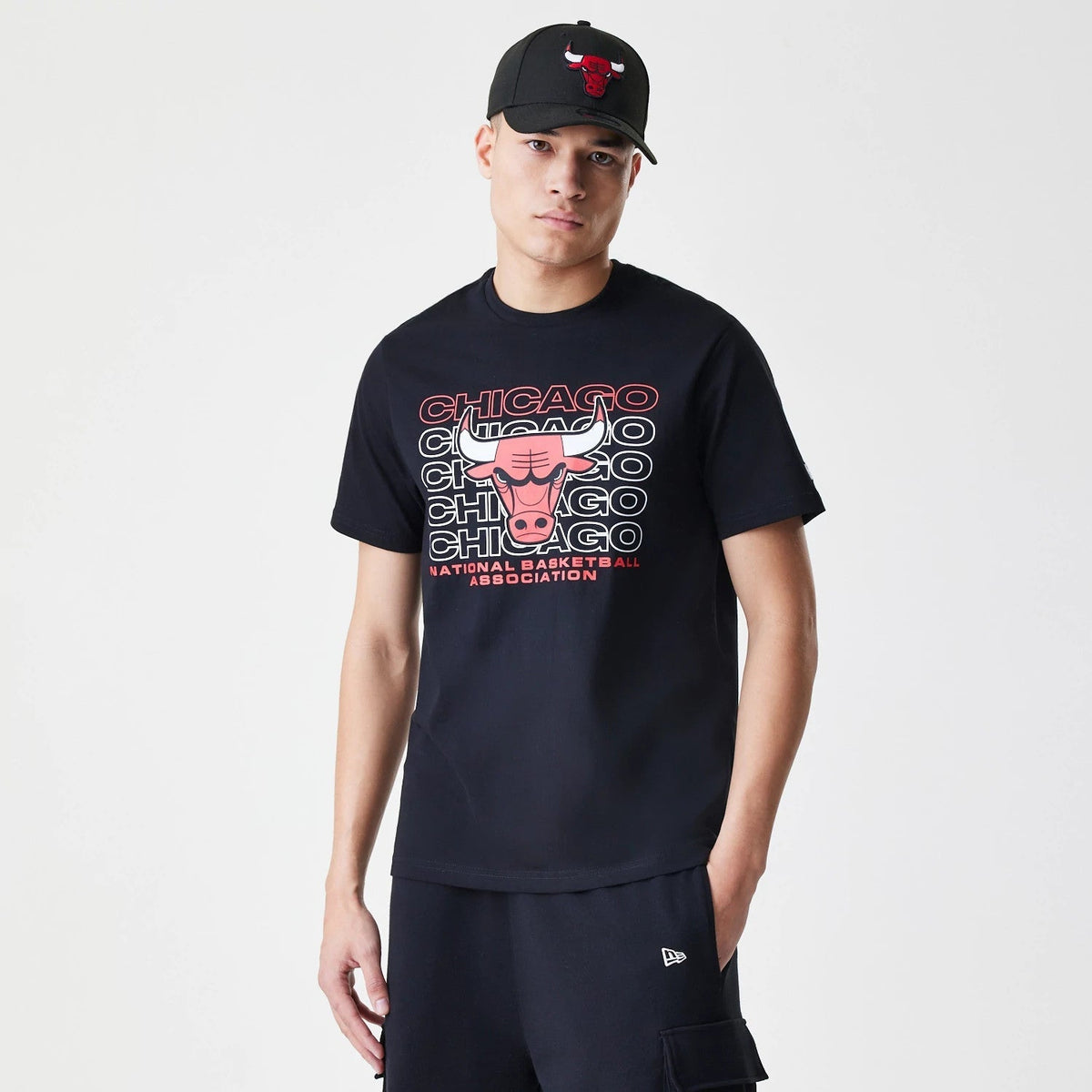 Chicago Bulls NBA Stack Wordmark Black T-Shirt-Benirox