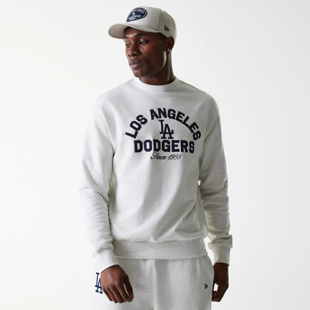 LA Dodgers MLB Heritage Pastel Grey Oversized Crew Neck Sweater-Benirox