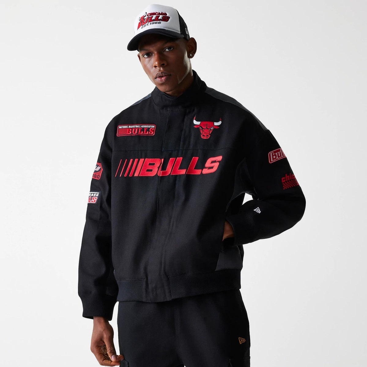 Chicago Bulls NBA Black Motorsports Jacket-Benirox