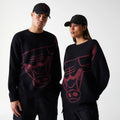 Chicago Bulls NBA Knit Black Oversized Knit Sweater-Benirox
