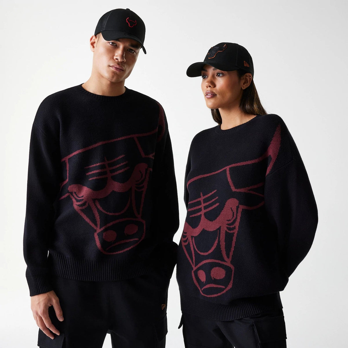 Chicago Bulls NBA Knit Black Oversized Knit Sweater-Benirox