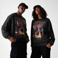 Chicago Bulls NBA Washed Graphic Grey Oversized Crew Neck Sweater-Benirox