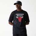 Chicago Bulls NBA Piping Black Oversized Mesh T-Shirt-Benirox