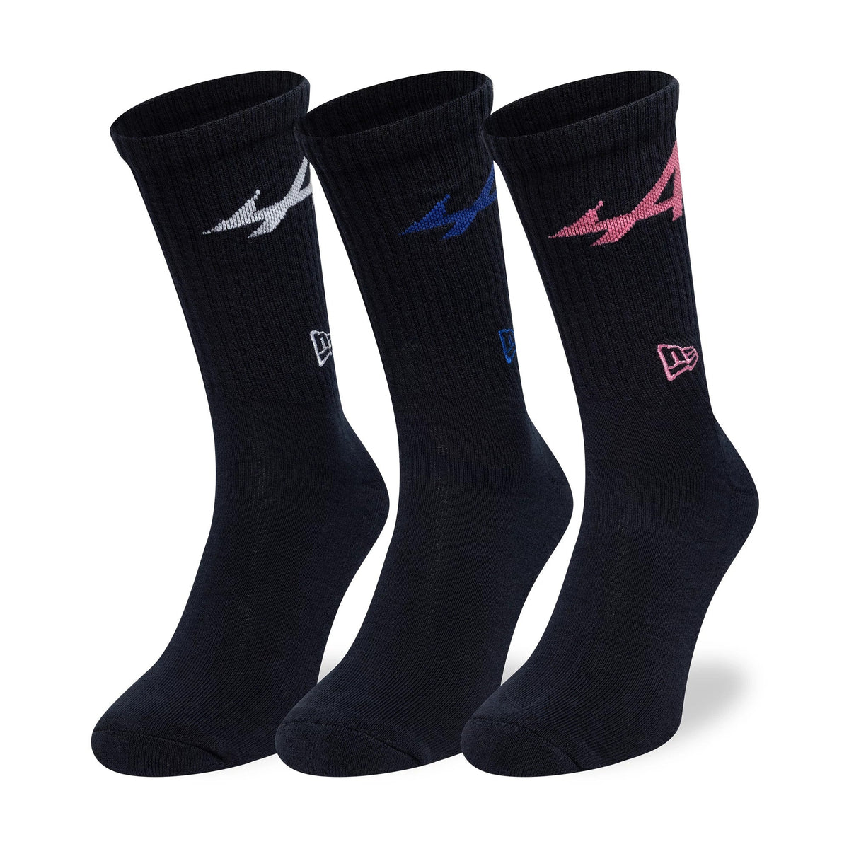 Alpine Racing Alpine Logo Navy 3 Pack Crew Socks-Benirox