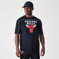 Chicago Bulls NBA Piping Stripe Black Oversized T-Shirt-Benirox