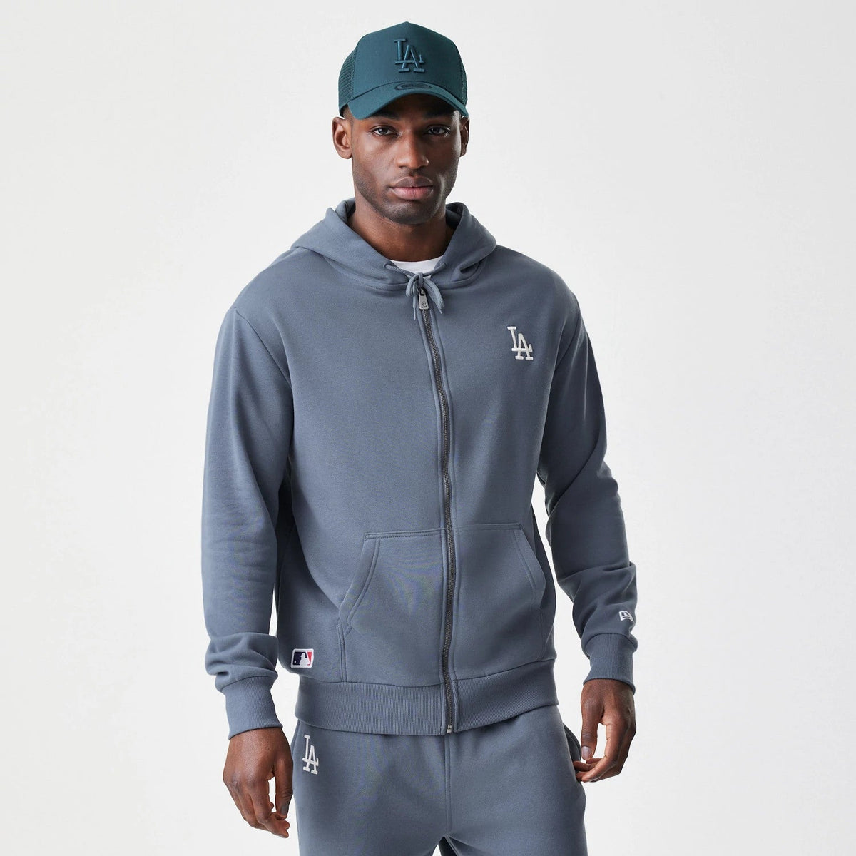LA Dodgers MLB Midi League Essential Dark Grey Full Zip Hoodie-Benirox