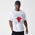 Chicago Bulls NBA Outline Graphic White Oversized T-Shirt-Benirox