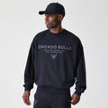 Chicago Bulls NBA Linear Black Crew Neck Sweater-Benirox