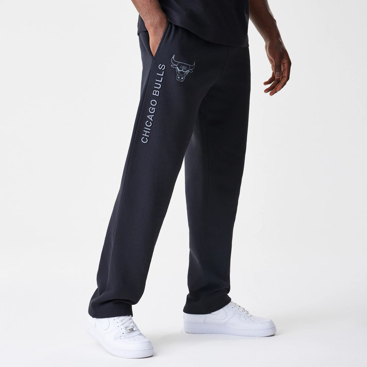 Chicago Bulls NBA Linear Black Straight Leg Joggers-Benirox