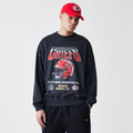 Kansas City Chiefs NFL Washed Boxy Black Oversized Crew Neck Sweater-Benirox
