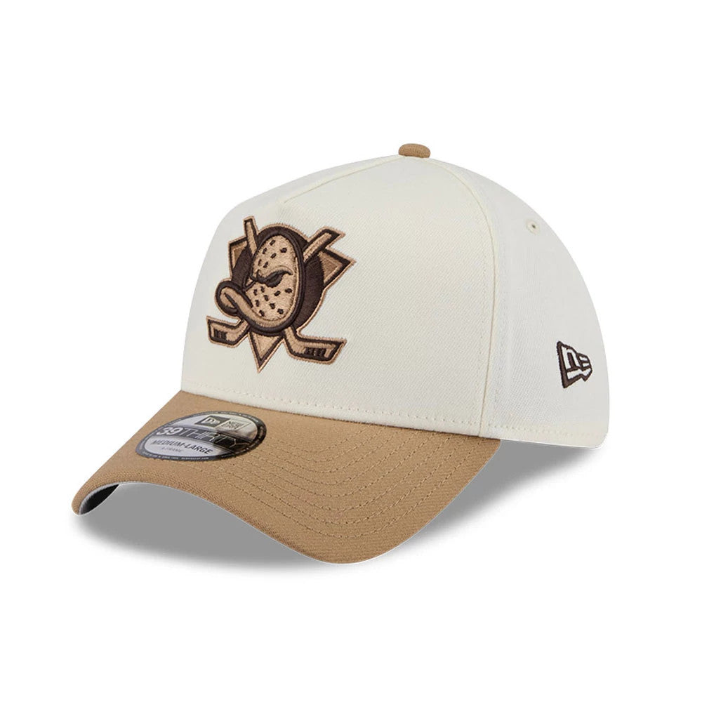 Anaheim Ducks NHL Sandy Bay White 39THIRTY A-Frame Stretch Fit Cap-Benirox