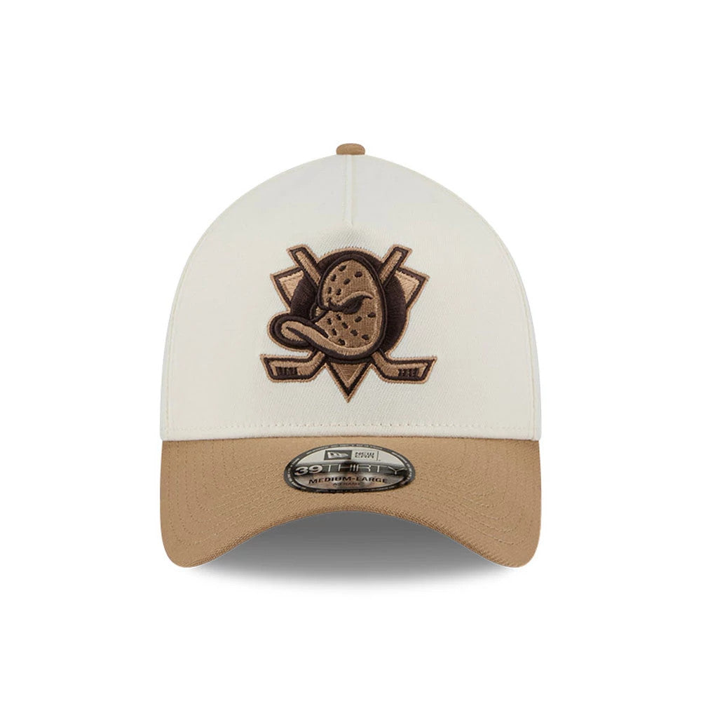 Anaheim Ducks NHL Sandy Bay White 39THIRTY A-Frame Stretch Fit Cap-Benirox