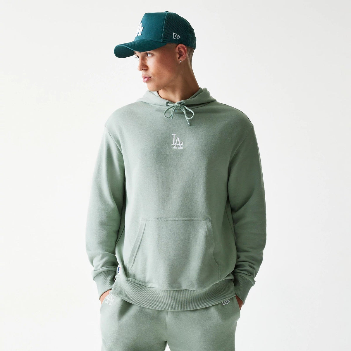 LA Dodgers MLB Midi Pastel Green Oversized Pullover Hoodie-Benirox
