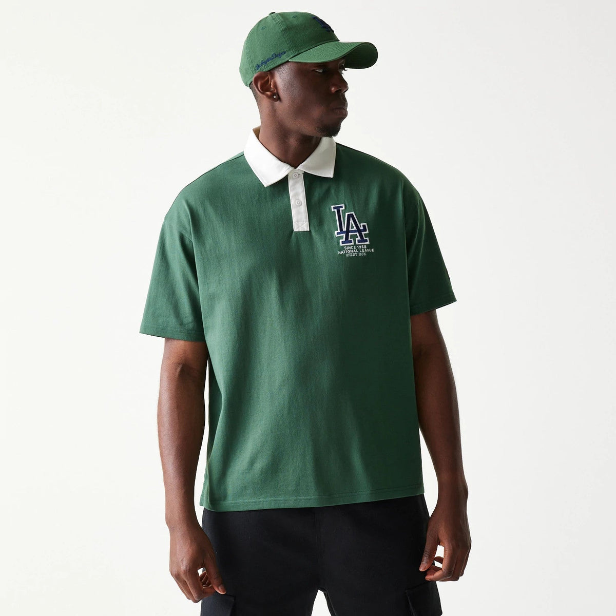 LA Dodgers MLB Dark Green Oversized Polo T-Shirt-Benirox
