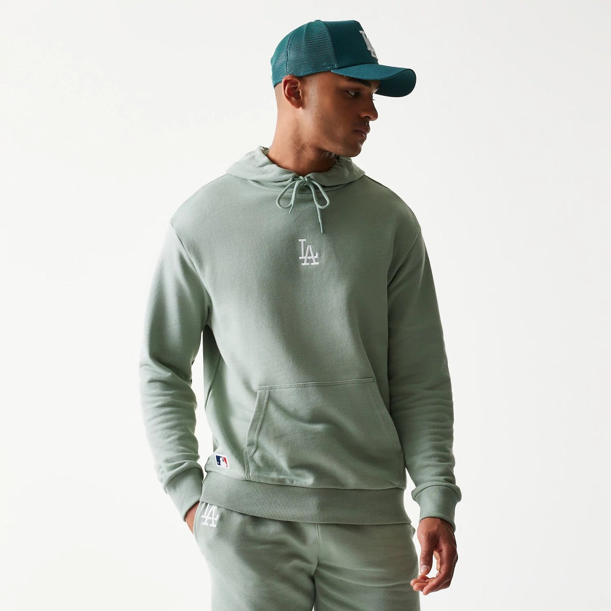 LA Dodgers MLB Midi Green Oversized Pullover Hoodie-Benirox