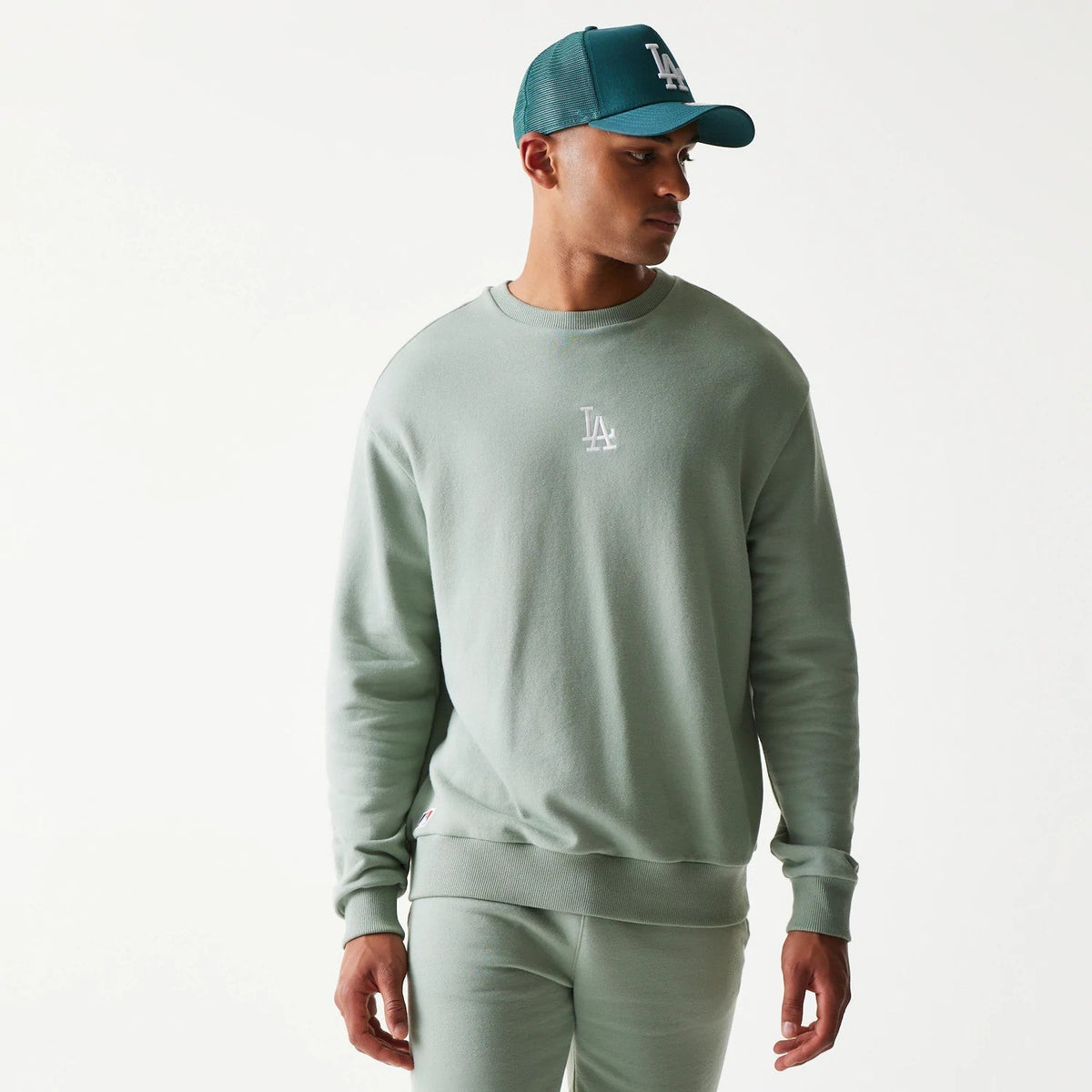 LA Dodgers MLB Midi Green Oversized Crew Neck Sweater-Benirox