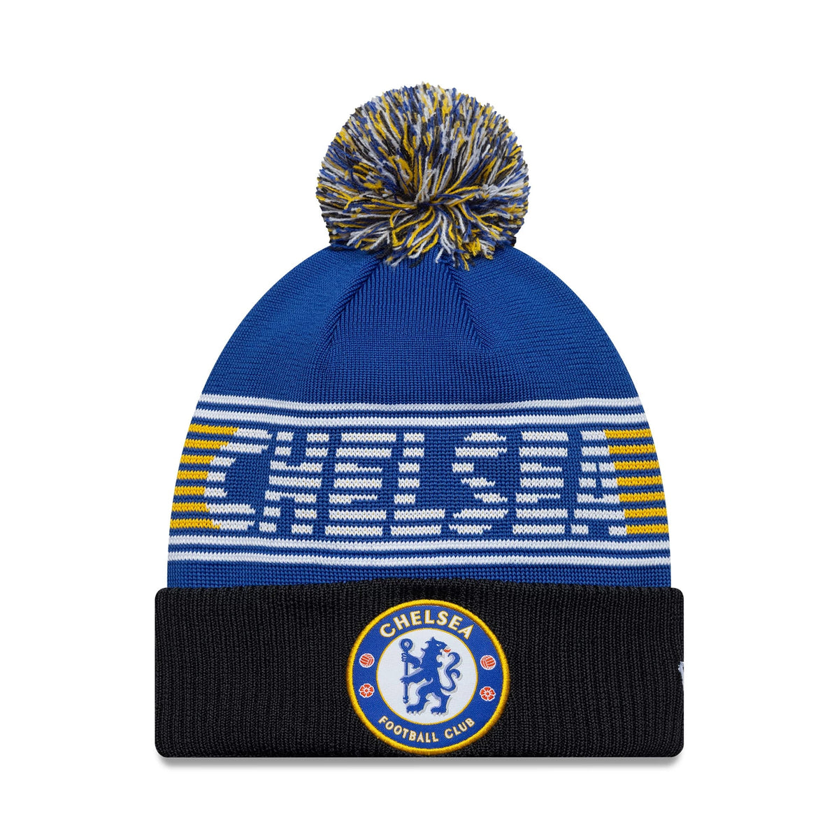 Chelsea FC Lion Crest Blue Bobble Knit Beanie Hat-Benirox
