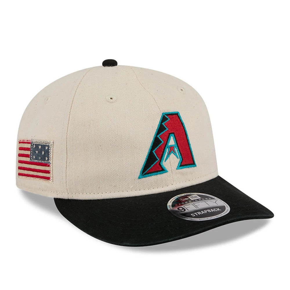 Arizona Diamondbacks MLB Americana Herringbone White Retro Crown 9FIFTY Adjustable Cap-Benirox