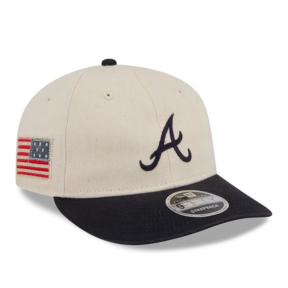 Atlanta Braves MLB Americana Herringbone White Retro Crown 9FIFTY Adjustable Cap-Benirox