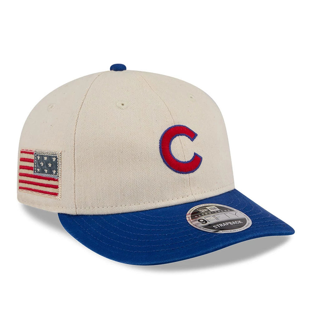 Chicago Cubs MLB Americana Herringbone White Retro Crown 9FIFTY Adjustable Cap-Benirox