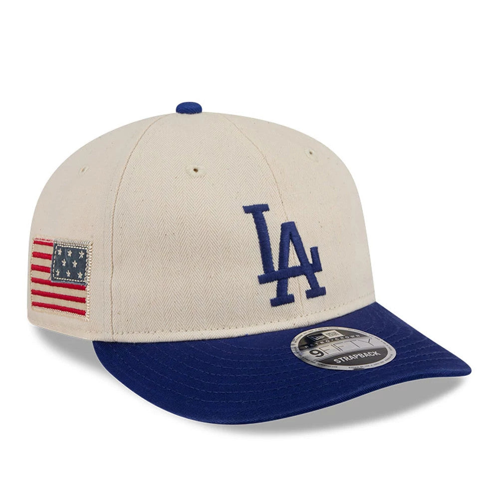 LA Dodgers MLB Americana Herringbone Dark White Retro Crown 9FIFTY Adjustable Cap-Benirox