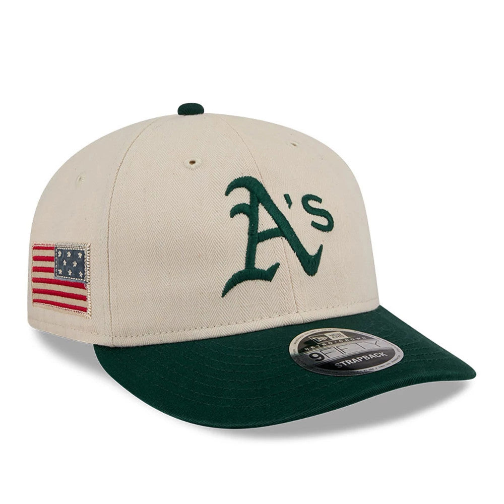 Athletics MLB Americana Herringbone White Retro Crown 9FIFTY Adjustable Cap-Benirox