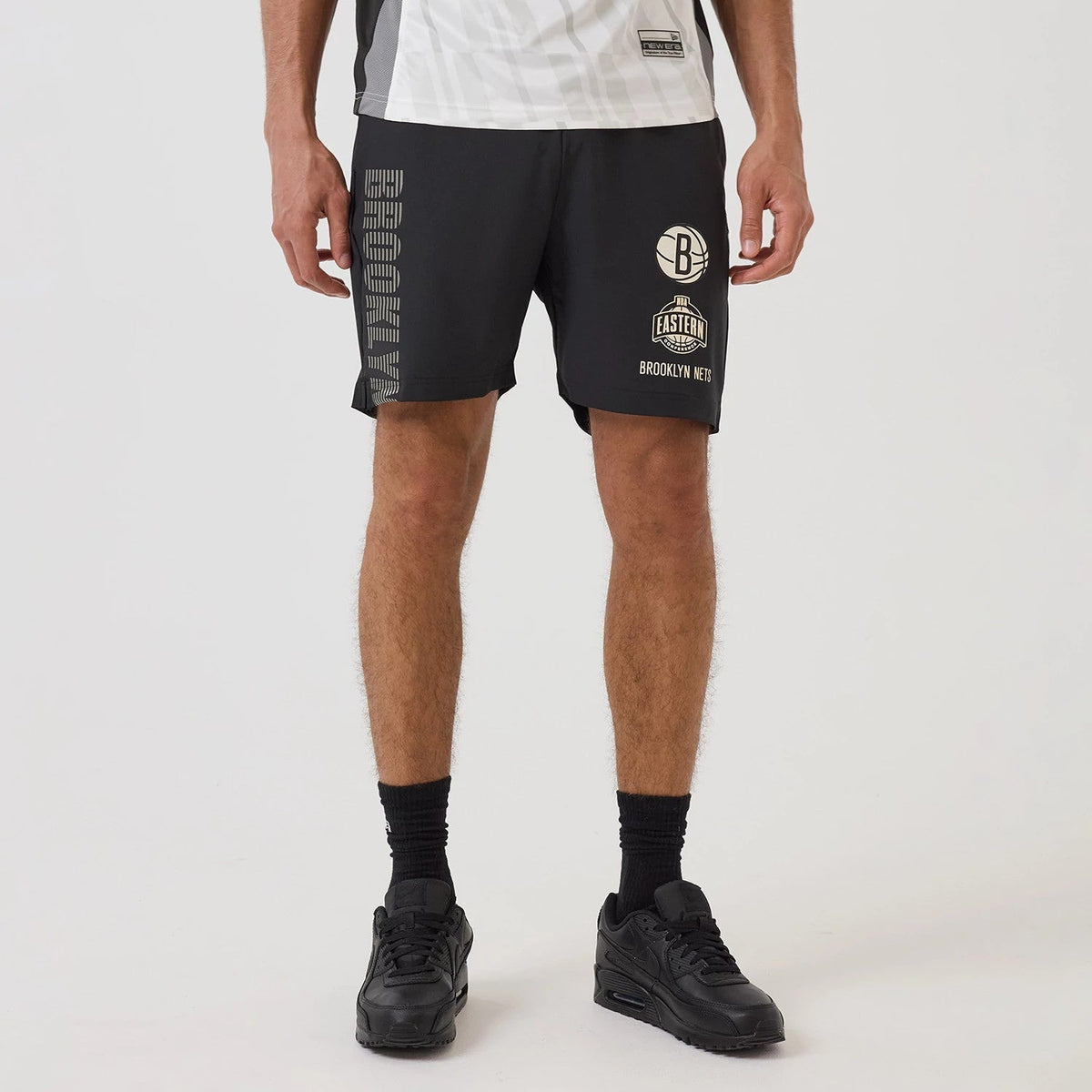 Brooklyn Nets NBA Match Black Oversized Shorts-Benirox