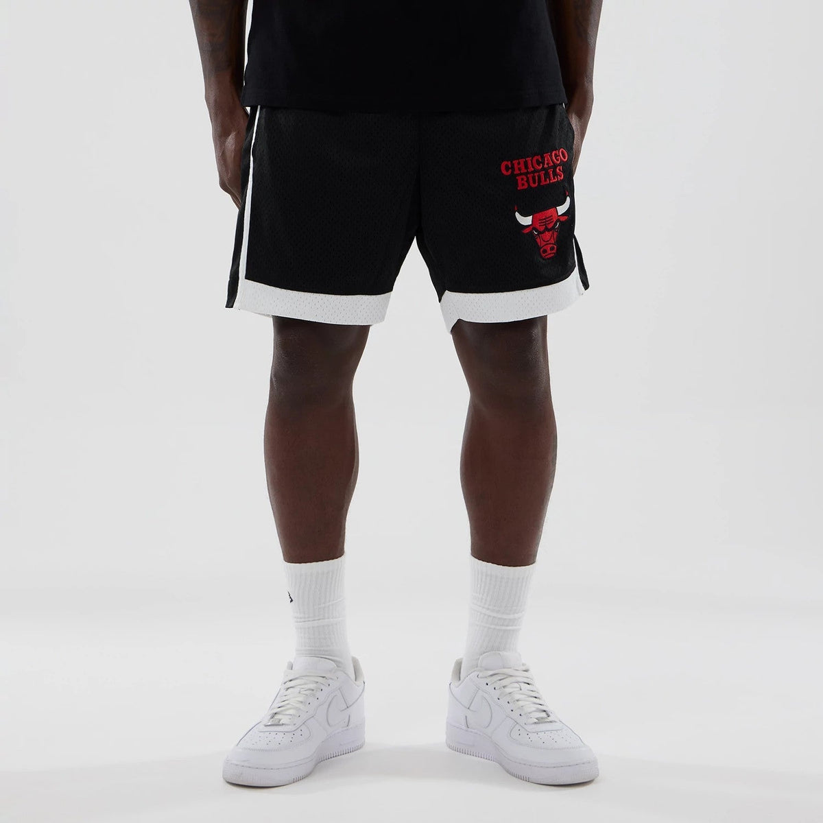 Chicago Bulls NBA Black Mesh Shorts-Benirox
