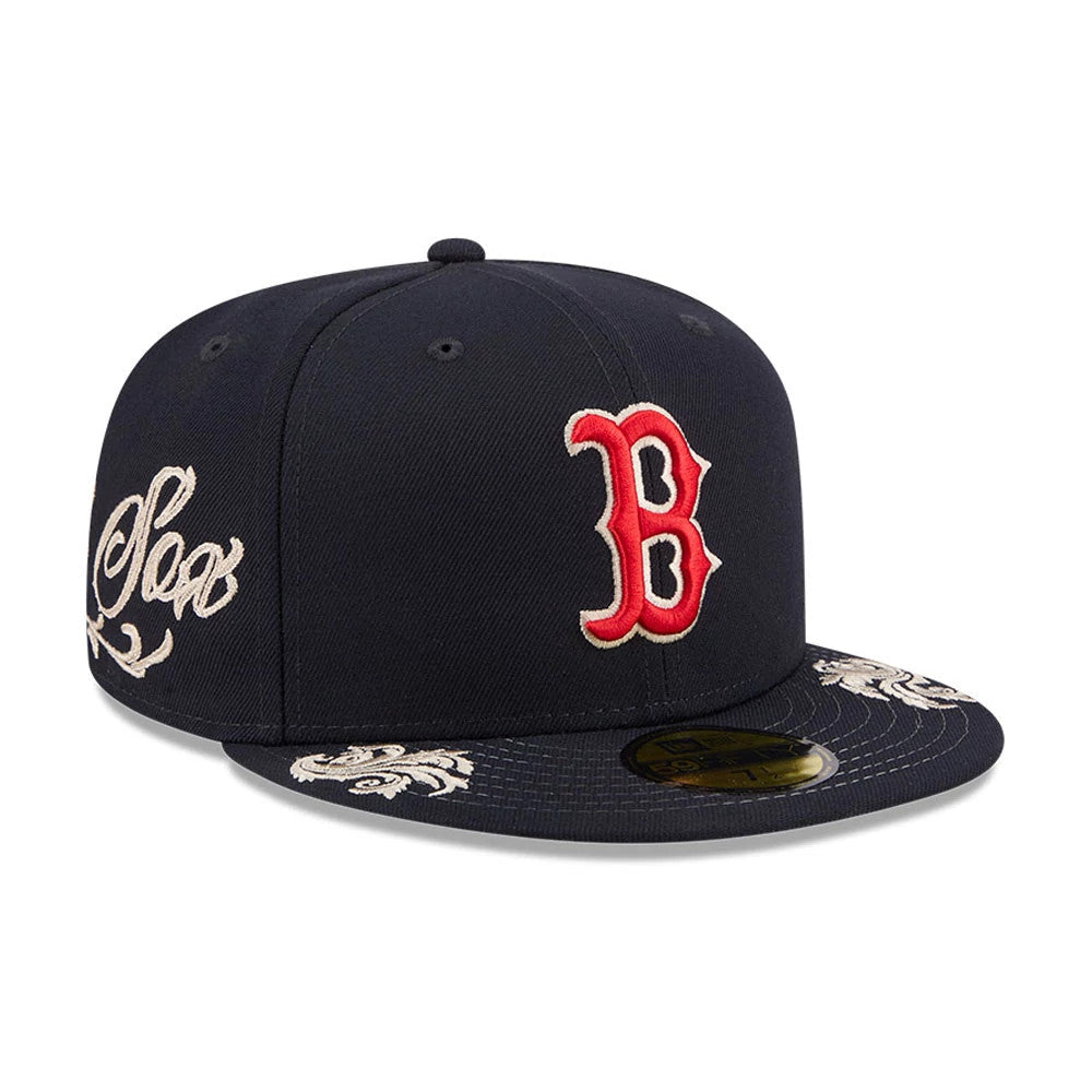 Boston Red Sox MLB Script Navy 59FIFTY Fitted Cap-Benirox
