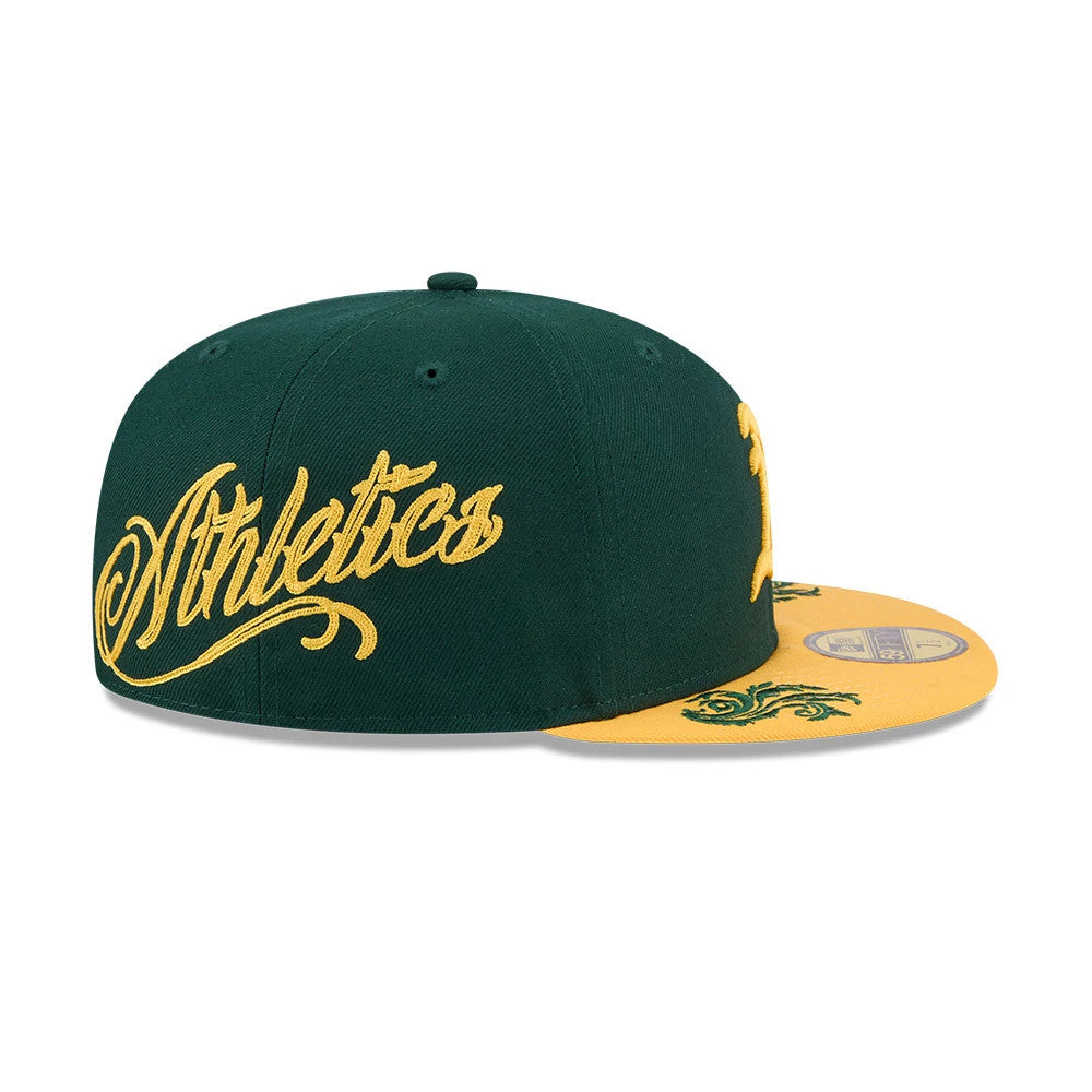 Athletics MLB Script Dark Green 59FIFTY Fitted Cap-Benirox