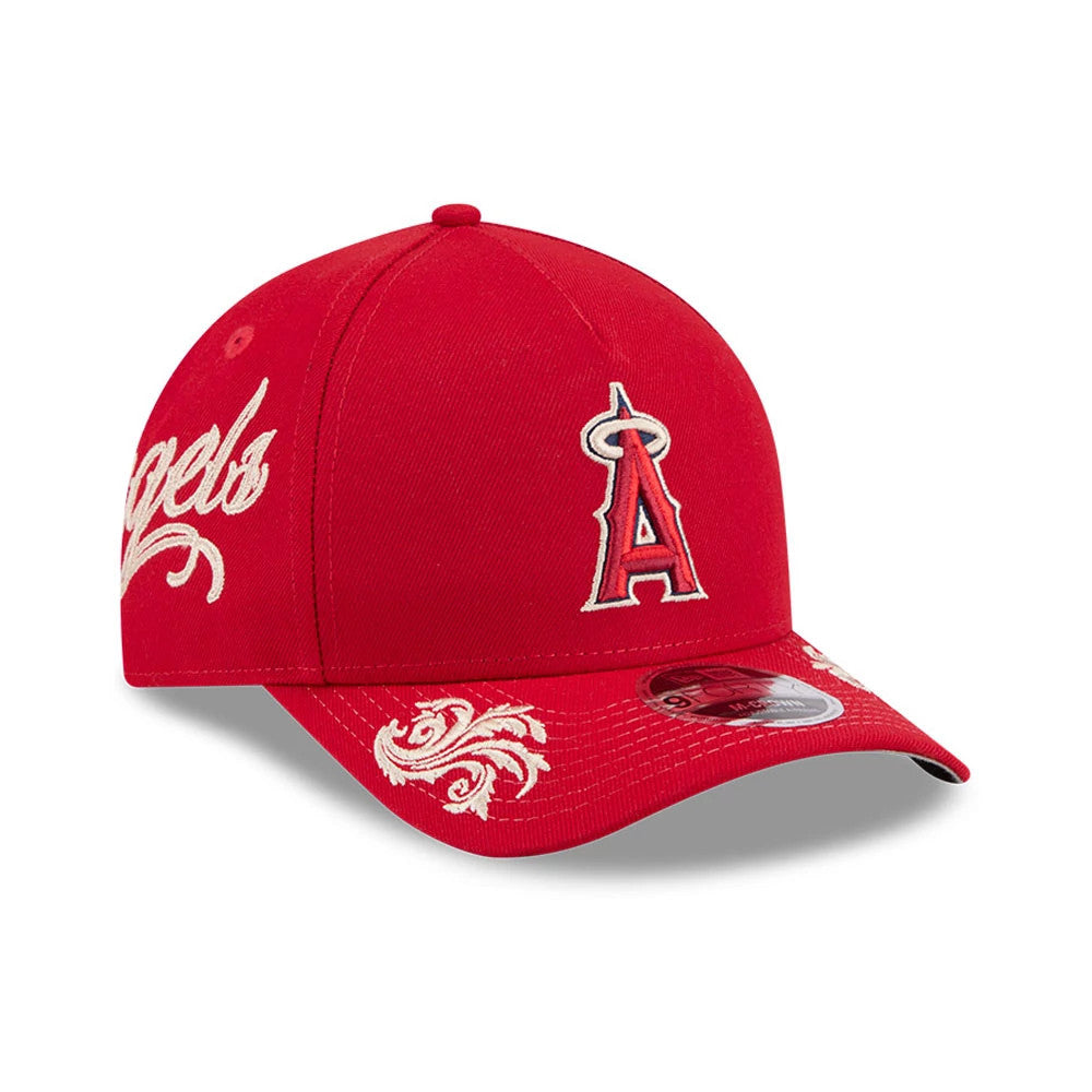 LA Angels MLB Script Red 9FORTY M-Crown A-Frame Adjustable Cap-Benirox
