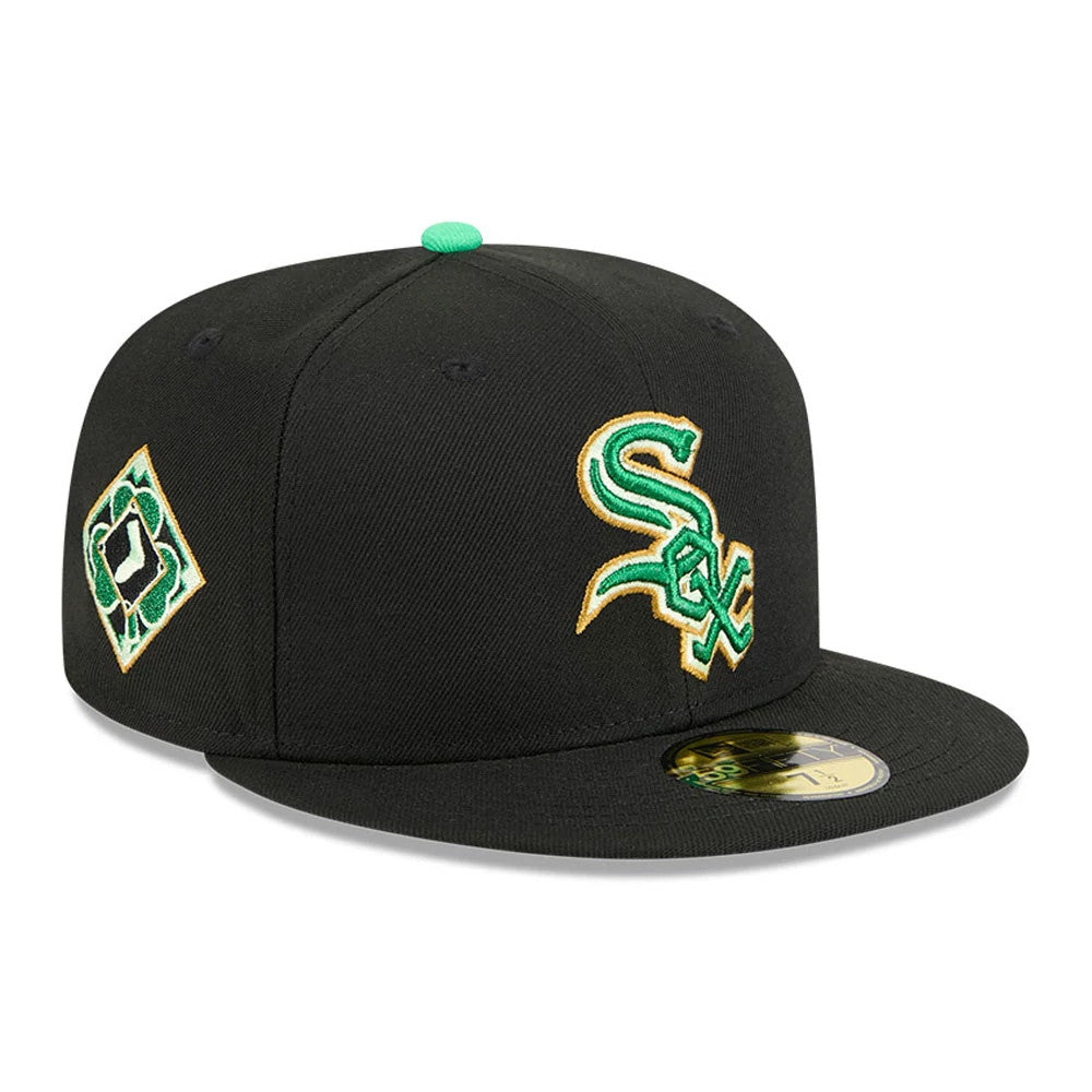 Chicago White Sox MLB Saint Patrick's Day Black 59FIFTY Fitted Cap-Benirox
