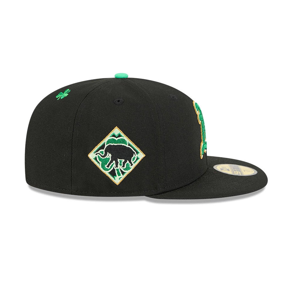 Athletics MLB Saint Patrick's Day Black 59FIFTY Fitted Cap-Benirox