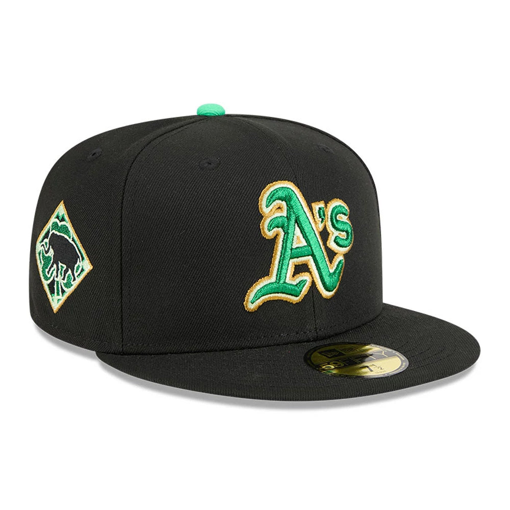 Athletics MLB Saint Patrick's Day Black 59FIFTY Fitted Cap-Benirox