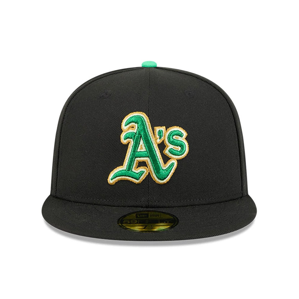 Athletics MLB Saint Patrick's Day Black 59FIFTY Fitted Cap-Benirox