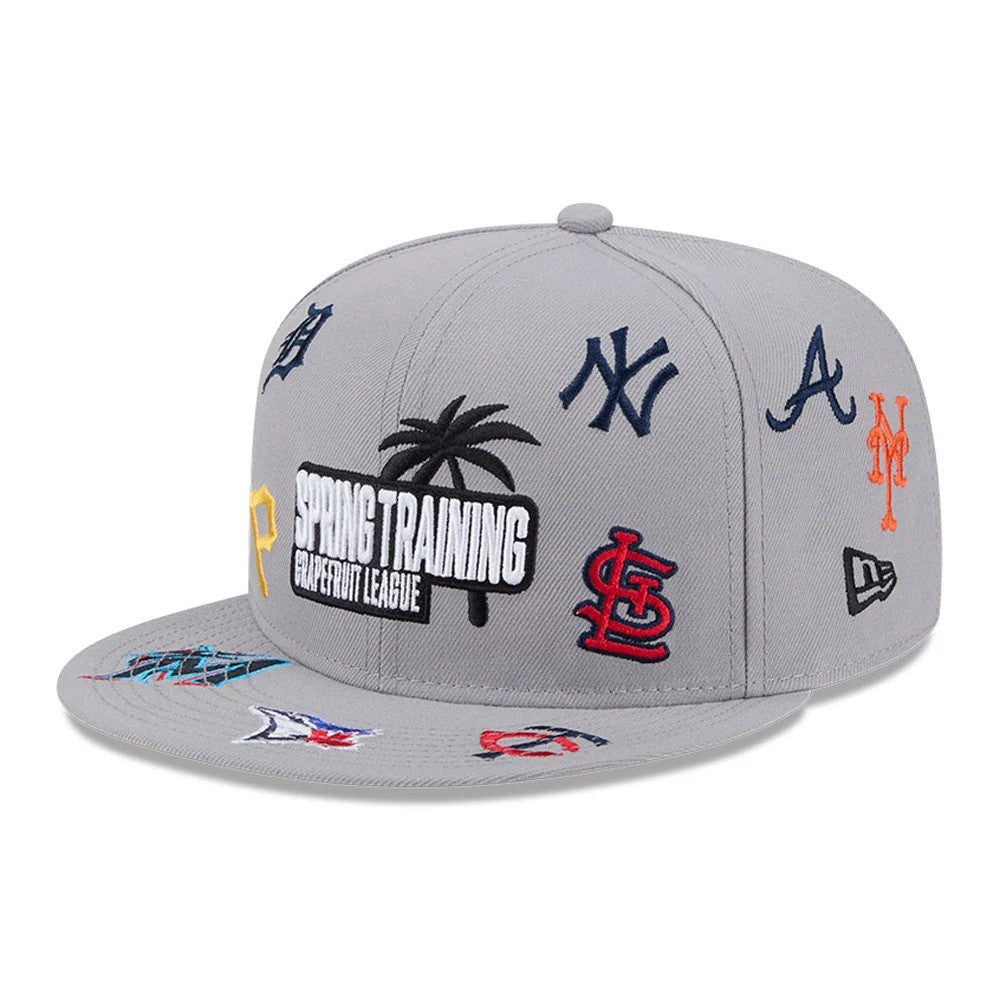 Grapefruit League Logo MLB Scattered Grey 9FIFTY Snapback Adjustable Cap-Benirox