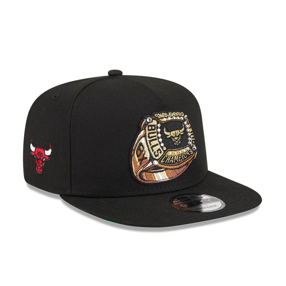 Chicago Bulls NBA Ring Black 9FIFTY A-Frame Snapback Adjustable Cap-Benirox